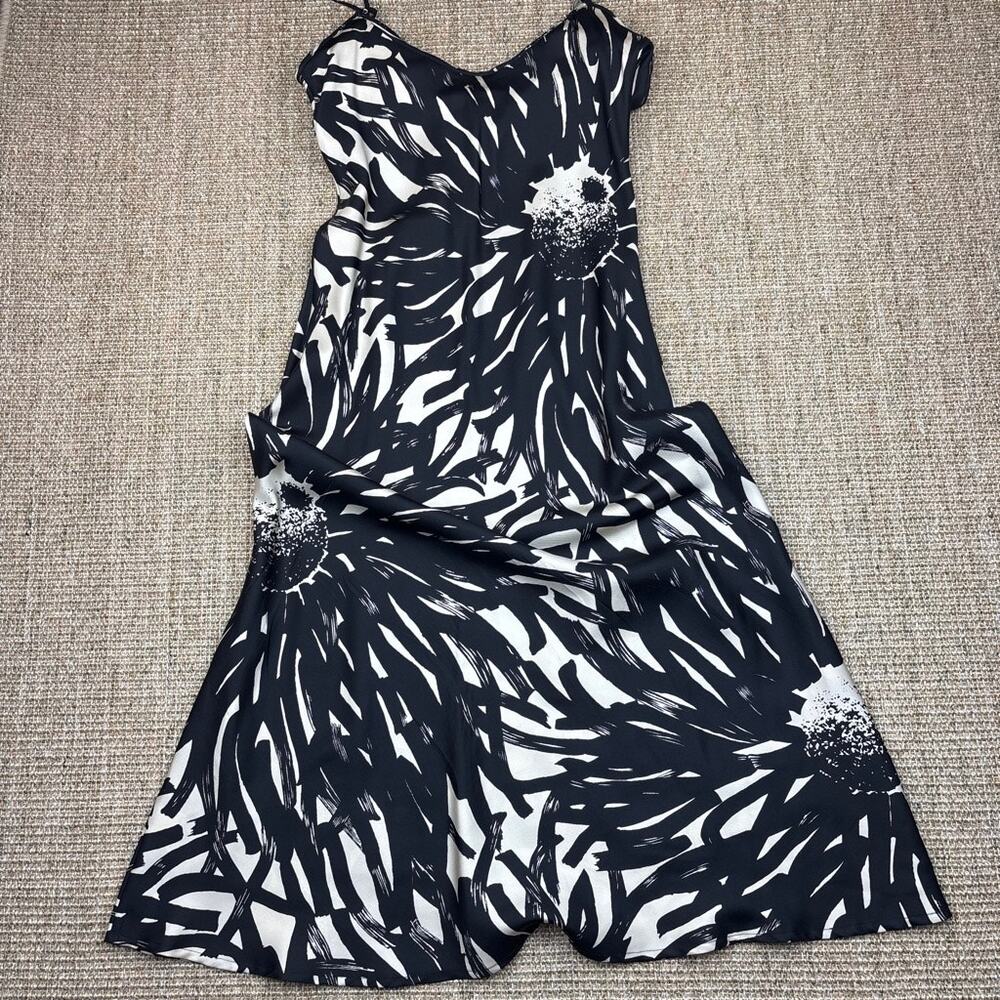 Vintage The Limited 100% Silk Slip Dress | Size 6 | Black White Abstract Print
